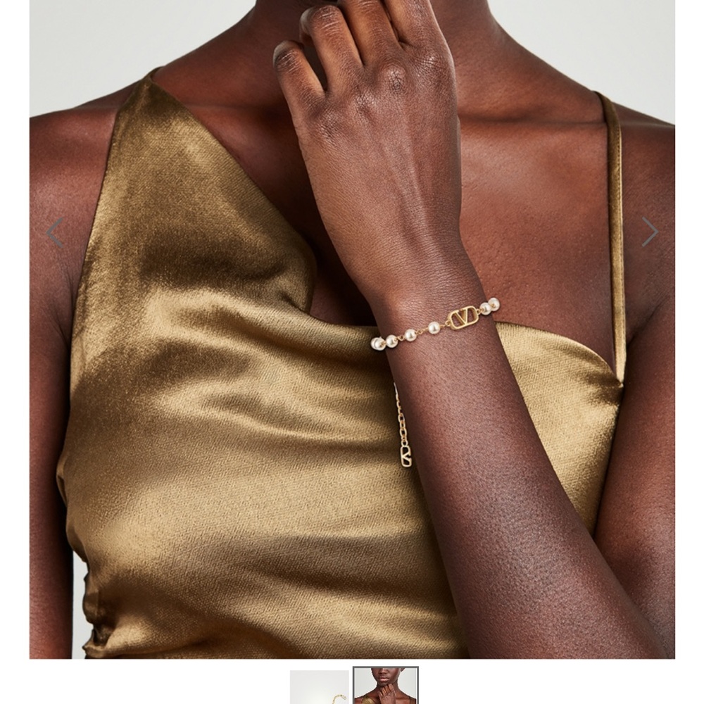 Valentino Garavani Gold and Cream Bracelet